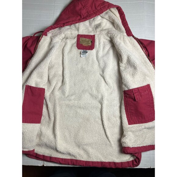C.E. Schmidt women’s pink Hooded Work Jacket L Sherpa Lined Cotton canvas coat - Picture 5 of 16